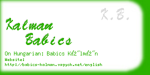 kalman babics business card